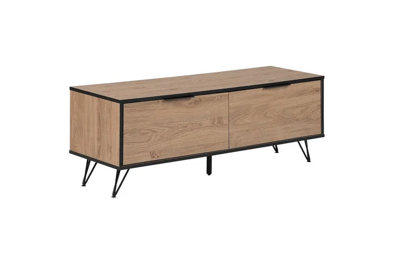 TV-bänk Halston Ljus trä, svart, Ljus trä, svart