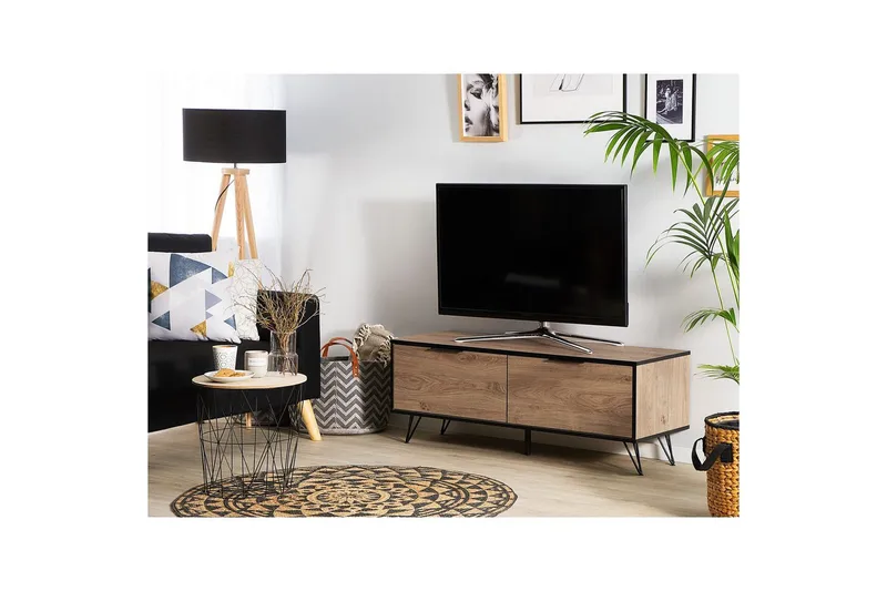 TV-bänk Halston Ljus trä, svart - Ljus trä, svart - Möbler - Vardagsrum - Tv-möbler & mediamöbler - Tv-bänkar