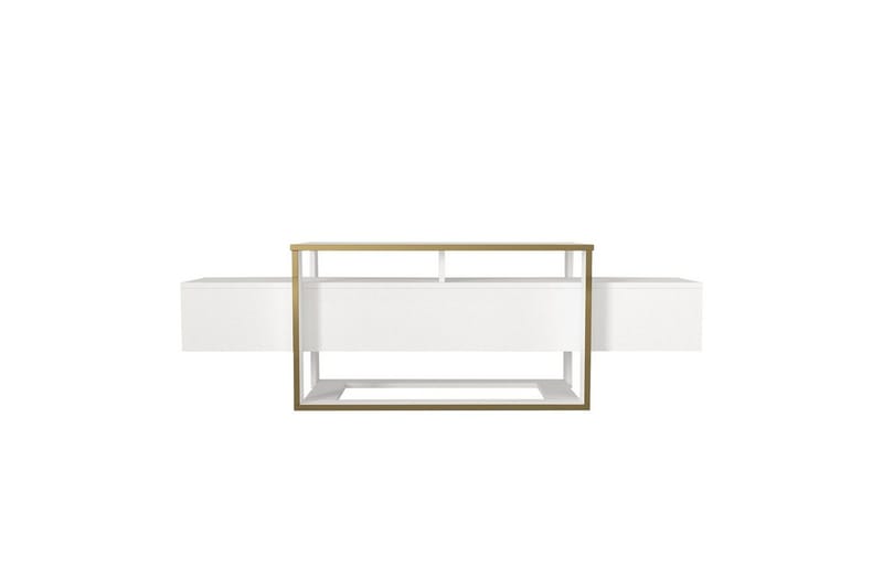 TV-bänk Herb Vit / Rany, Guld/Vit