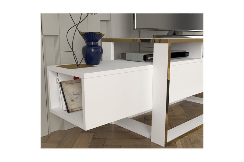 TV-bänk Herb Vit / Rany - Guld/Vit - Möbler - Vardagsrum - Tv-möbler & mediamöbler - Tv-bänkar