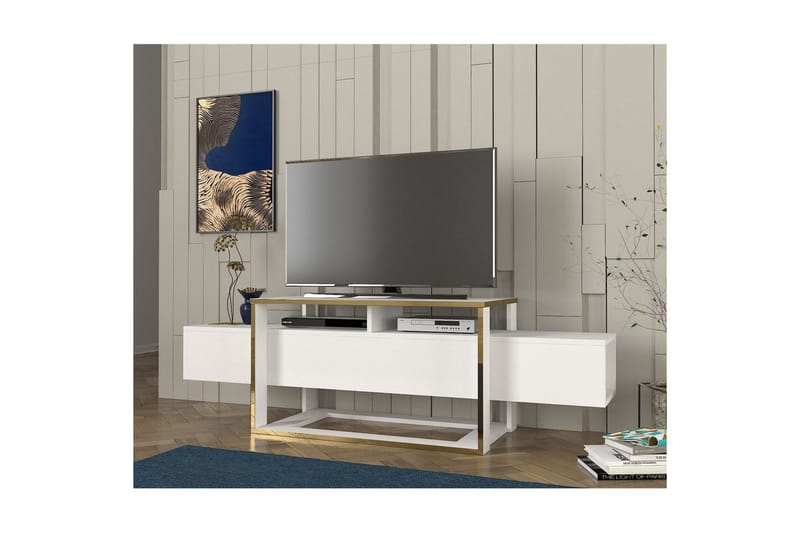 TV-bänk Herb Vit / Rany - Guld/Vit - Möbler - Vardagsrum - Tv-möbler & mediamöbler - Tv-bänkar