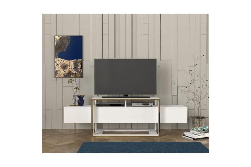 TV-bänk Herb Vit / Rany - Guld/Vit - Möbler - Vardagsrum - Tv-möbler & mediamöbler - Tv-bänkar