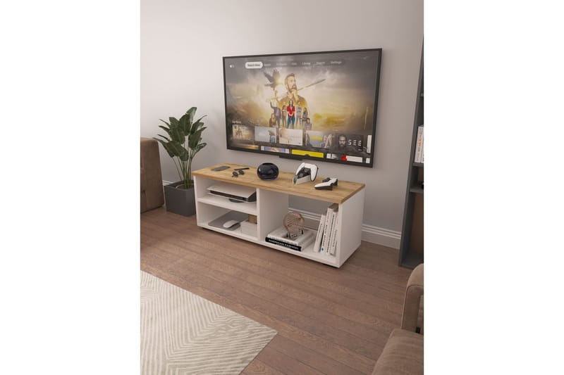 TV-bänk Hollowmere Sonomo / Vit - Mediumfärgat trä/Vit - Möbler - Vardagsrum - Tv-möbler & mediamöbler - Tv-bänkar
