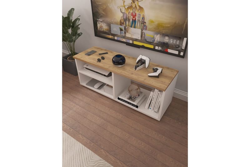 TV-bänk Hollowmere Sonomo / Vit - Mediumfärgat trä/Vit - Möbler - Vardagsrum - Tv-möbler & mediamöbler - Tv-bänkar