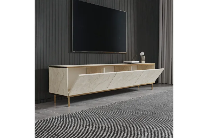 TV-bänk Imaj Travertin / Rany - Guld/Taupe - Möbler - Vardagsrum - Tv-möbler & mediamöbler - Tv-bänkar