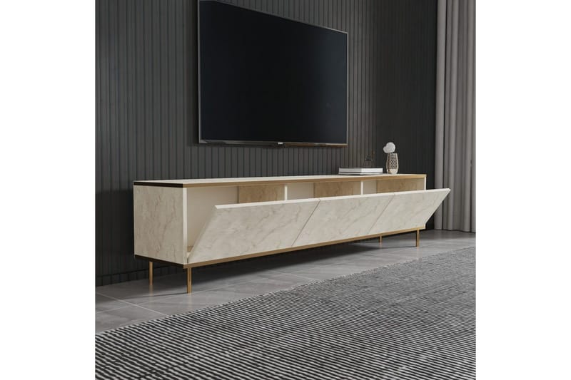 TV-bänk Imaj Travertin / Rany - Guld/Taupe - Möbler - Vardagsrum - Tv-möbler & mediamöbler - Tv-bänkar
