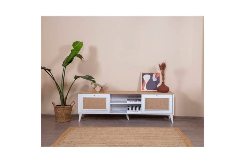 TV-bänk Jatinder Vit / Ek - Natur/Vit - Möbler - Vardagsrum - Tv-möbler & mediamöbler - Tv-bänkar