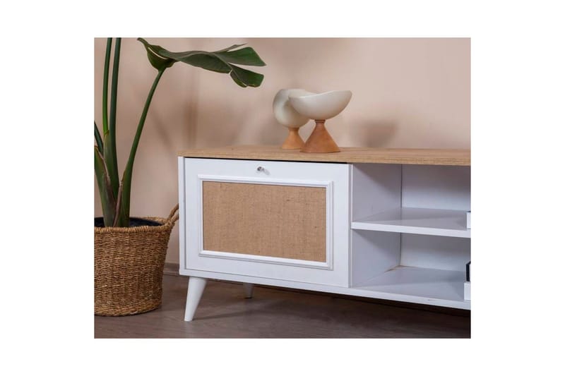 TV-bänk Jatinder Vit / Ek - Natur/Vit - Möbler - Vardagsrum - Tv-möbler & mediamöbler - Tv-bänkar