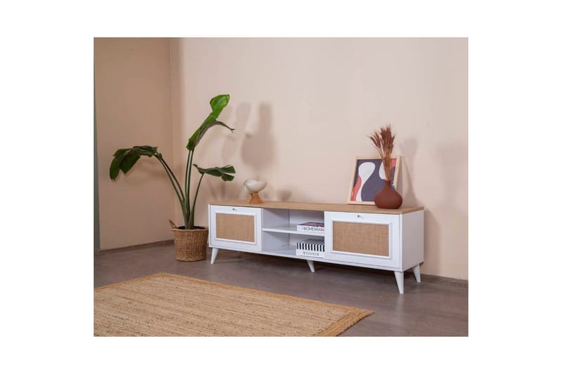 TV-bänk Jatinder Vit / Ek - Natur/Vit - Möbler - Vardagsrum - Tv-möbler & mediamöbler - Tv-bänkar