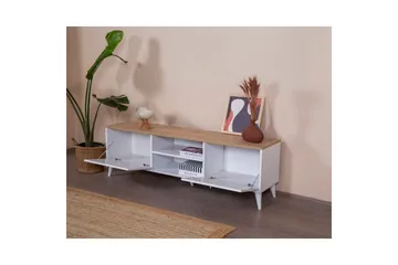 TV-bänk Jatinder Vit / Ek - Natur/Vit - Möbler - Vardagsrum - Tv-möbler & mediamöbler - Tv-bänkar