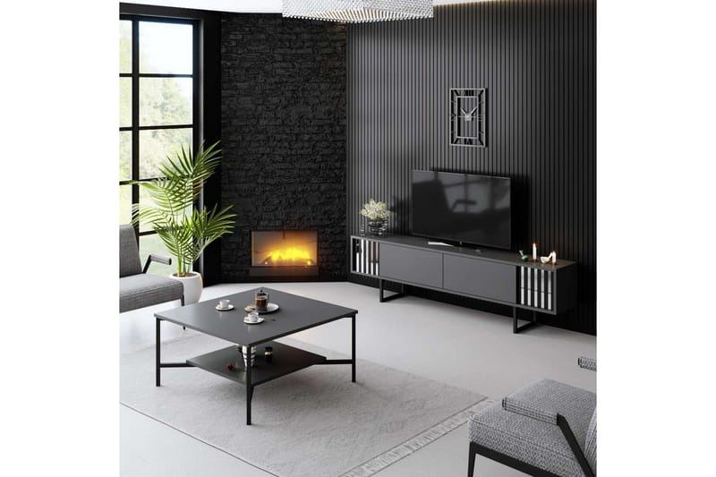 TV-bänk Jeval Antracit / Svart - Antracit / Svart - Möbler - Vardagsrum - Tv-möbler & mediamöbler - Tv-bänkar