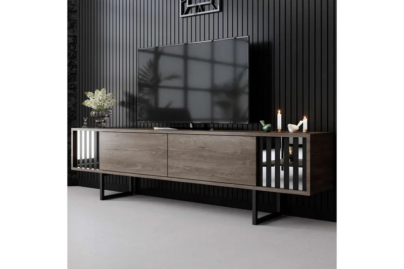 TV-bänk Jeval Valnöt / Svart - Valnöt / Svart - Möbler - Vardagsrum - Tv-möbler & mediamöbler - Tv-bänkar