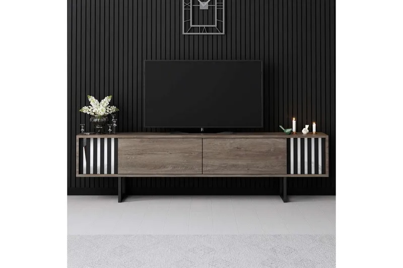 TV-bänk Jeval Valnöt / Svart - Valnöt / Svart - Möbler - Vardagsrum - Tv-möbler & mediamöbler - Tv-bänkar