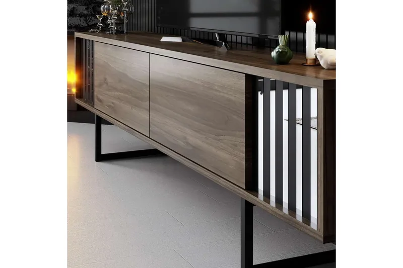 TV-bänk Jeval Valnöt / Svart - Valnöt / Svart - Möbler - Vardagsrum - Tv-möbler & mediamöbler - Tv-bänkar