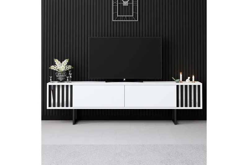 TV-bänk Jeval Vit / Svart - Vit / Svart - Möbler - Vardagsrum - Tv-möbler & mediamöbler - Tv-bänkar