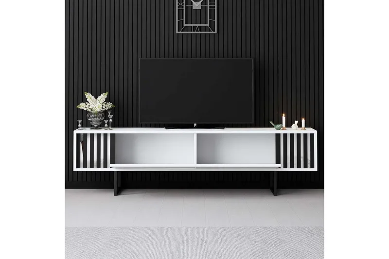 TV-bänk Jeval Vit / Svart - Vit / Svart - Möbler - Vardagsrum - Tv-möbler & mediamöbler - Tv-bänkar