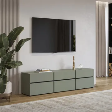 Tv-bänk Kors 3 luckor med 3 lådor - Grön - Svart - Möbler - Vardagsrum - Tv-möbler & mediamöbler - Tv-bänkar