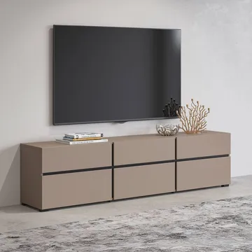 Tv-bänk Kors 3 luckor med 3 lådor - Kongo - Svart - Möbler - Vardagsrum - Tv-möbler & mediamöbler - Tv-bänkar
