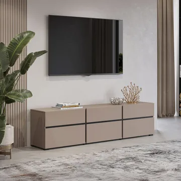 Tv-bänk Kors 3 luckor med 3 lådor - Kongo - Svart - Möbler - Vardagsrum - Tv-möbler & mediamöbler - Tv-bänkar