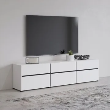 Tv-bänk Kors 3 luckor med 3 lådor - Vit - Svart - Möbler - Vardagsrum - Tv-möbler & mediamöbler - Tv-bänkar