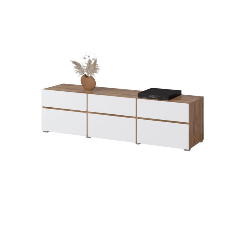 Tv-bänk Kors 3 luckor med 3 lådor - Vit - Möbler - Vardagsrum - Tv-möbler & mediamöbler - Tv-bänkar