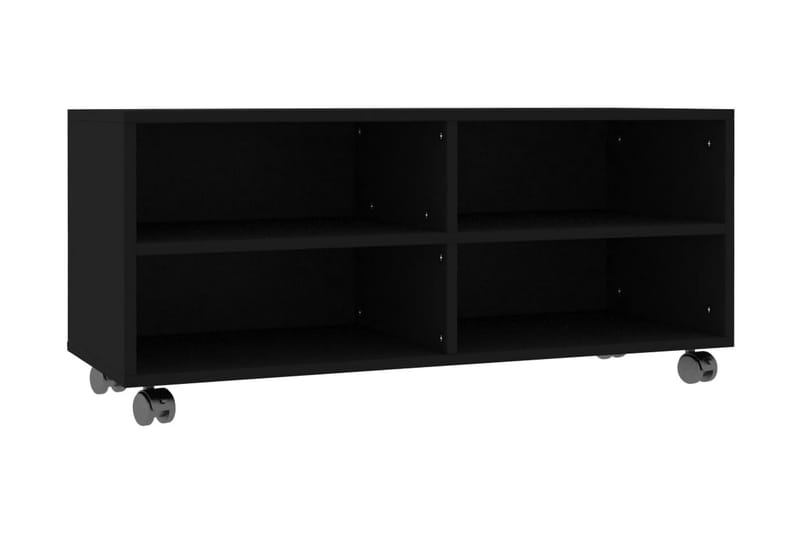 TV-bänk med hjul svart 90x35x35 cm spånskiva - Svart - Tv-bänkar
