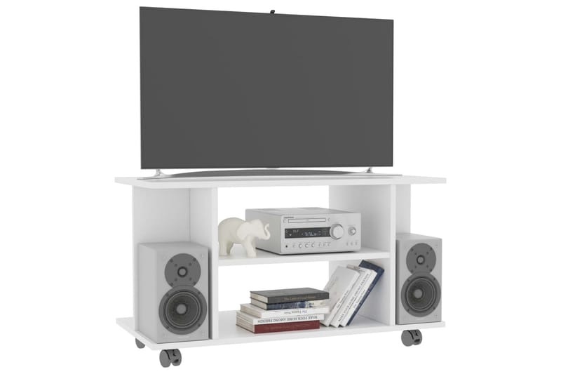 TV-bänk med hjul vit 80x40x40 cm spånskiva - Vit - Möbler - Vardagsrum - Tv-möbler & mediamöbler - Tv-bänkar