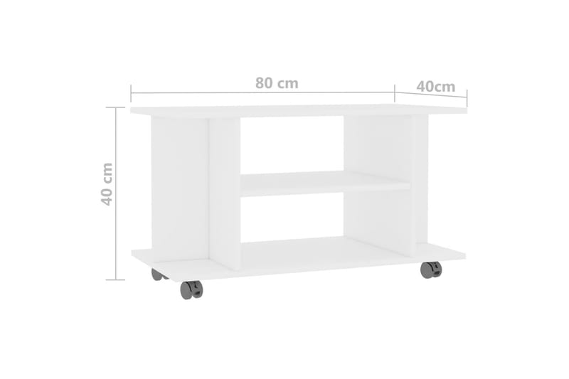 TV-bänk med hjul vit 80x40x40 cm spånskiva - Vit - Möbler - Vardagsrum - Tv-möbler & mediamöbler - Tv-bänkar