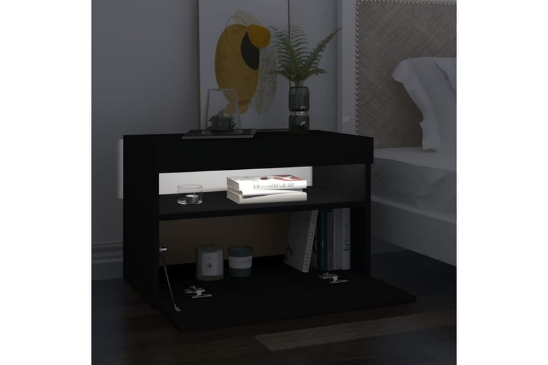 TV-bänk med LED-belysning 2 delar svart 60x35x40 cm - Svart - Tv-bänkar