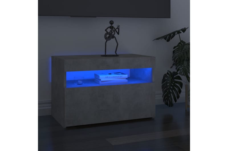 TV-bänk med LED-belysning betonggrå 60x35x40 cm - Grå - Tv-bänkar
