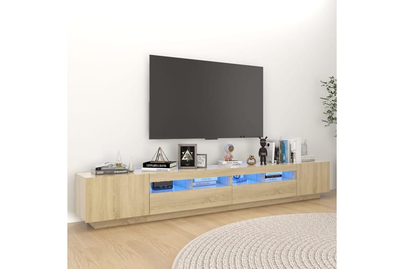 TV-bänk med LED-belysning sonoma-ek 260x35x40 cm - Brun - Tv-bänkar