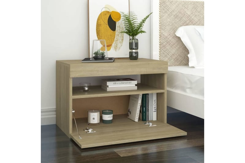 TV-bänk med LED-belysning sonoma-ek 60x35x40 cm - Brun - Möbler - Vardagsrum - Tv-möbler & mediamöbler - Tv-bänkar