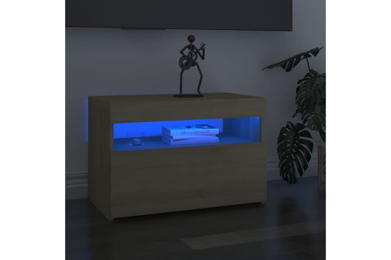 TV-bänk med LED-belysning sonoma-ek 60x35x40 cm - Brun - Tv-bänkar