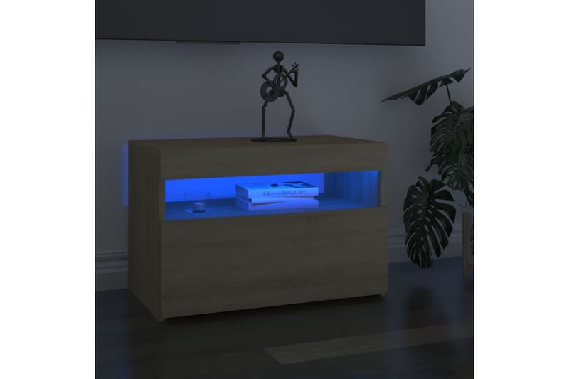 TV-bänk med LED-belysning sonoma-ek 60x35x40 cm - Brun - Möbler - Vardagsrum - Tv-möbler & mediamöbler - Tv-bänkar