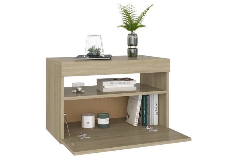 TV-bänk med LED-belysning sonoma-ek 60x35x40 cm - Brun - Möbler - Vardagsrum - Tv-möbler & mediamöbler - Tv-bänkar