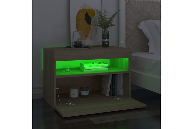 TV-bänk med LED-belysning sonoma-ek 60x35x40 cm - Brun - Möbler - Vardagsrum - Tv-möbler & mediamöbler - Tv-bänkar