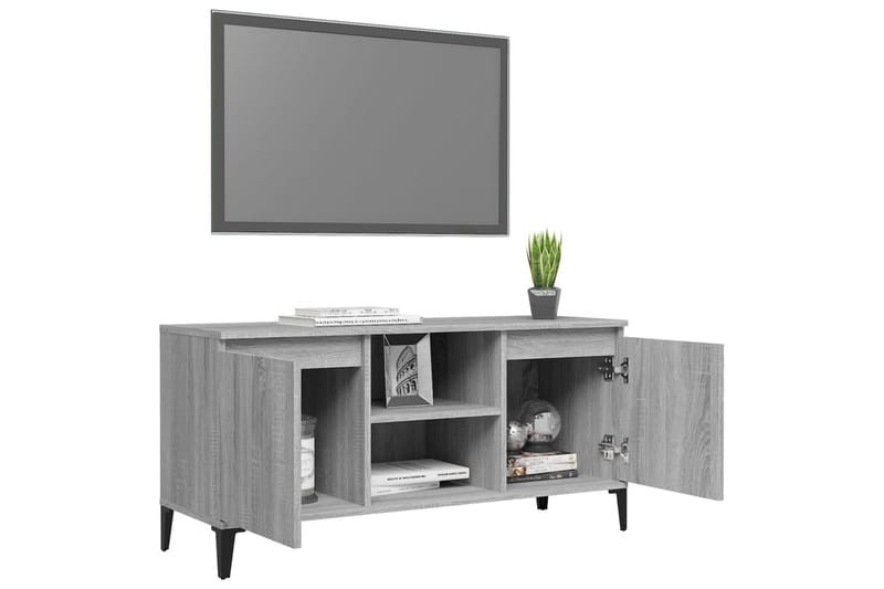 TV-bänk med metallben grå sonoma 103,5x35x50 cm - Grå - Möbler - Vardagsrum - Tv-möbler & mediamöbler - Tv-bänkar