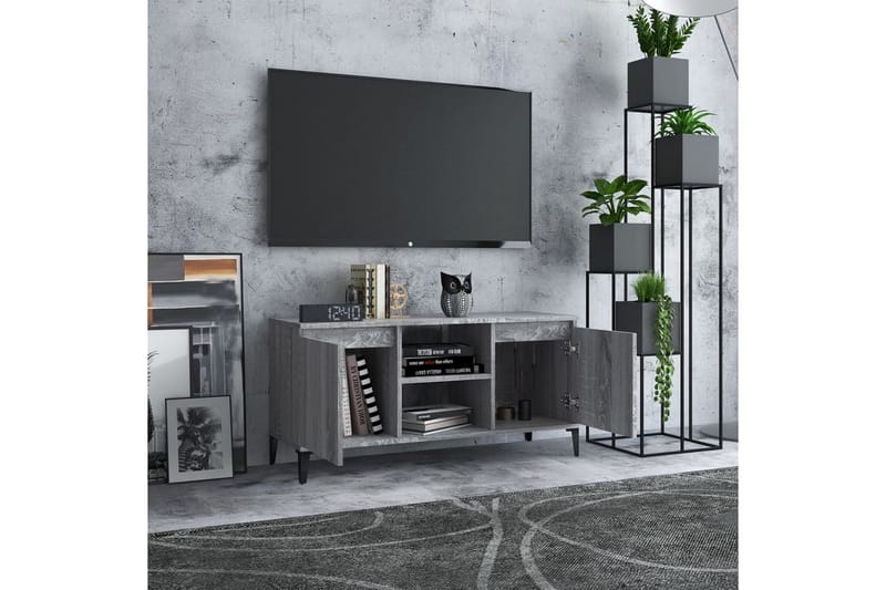 TV-bänk med metallben grå sonoma 103,5x35x50 cm - Grå - Möbler - Vardagsrum - Tv-möbler & mediamöbler - Tv-bänkar