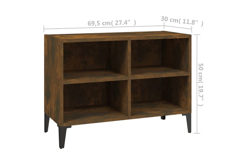 TV-bänk med metallben rökfärgad ek 69,5x30x50 cm - Brun - Möbler - Vardagsrum - Tv-möbler & mediamöbler - Tv-bänkar