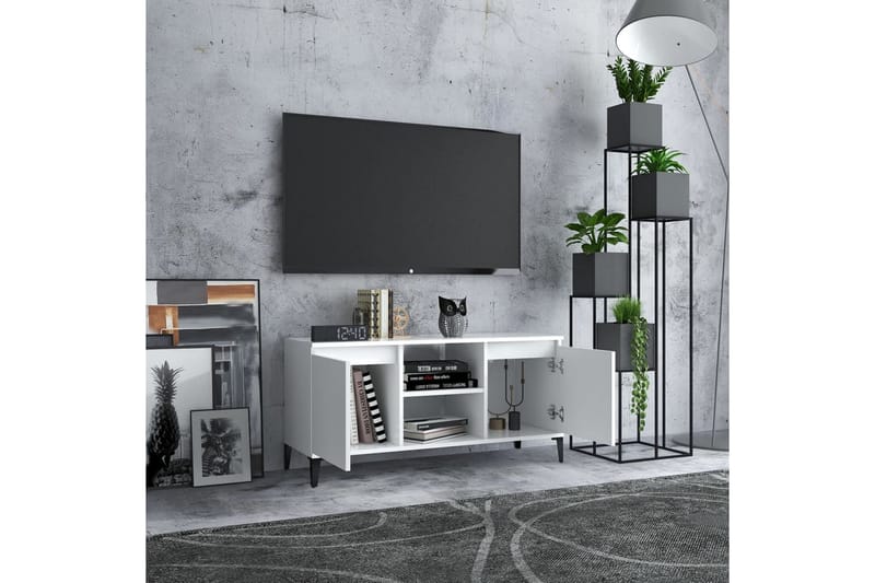 TV-bänk med metallben vit 103,5x35x50 cm - Vit - Tv-bänkar