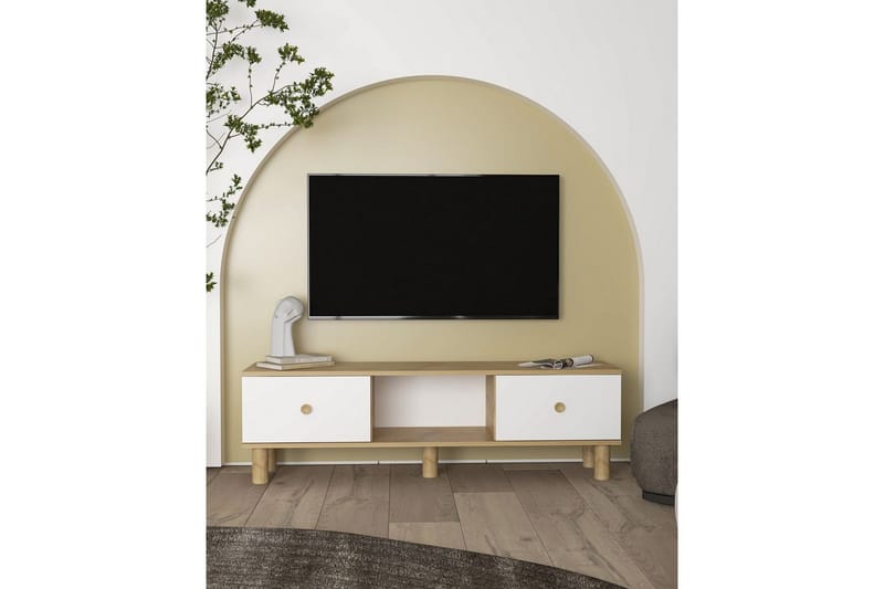 TV-bänk Mono Annan Sudamalek / Vit - Sudamalek / Vit - Möbler - Vardagsrum - Tv-möbler & mediamöbler - Tv-bänkar