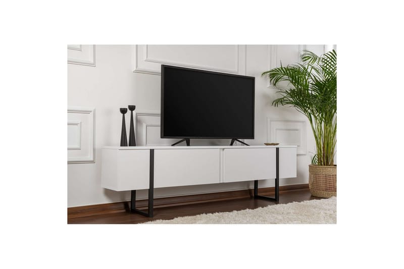 TV-bänk Serenity Vit Svart - Vit Svart - Möbler - Vardagsrum - Tv-möbler & mediamöbler - Tv-bänkar