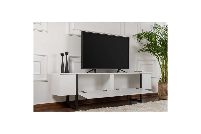 TV-bänk Serenity Vit Svart - Vit Svart - Möbler - Vardagsrum - Tv-möbler & mediamöbler - Tv-bänkar