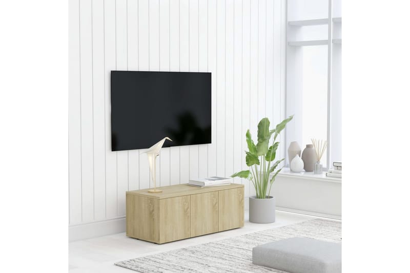 TV-bänk sonoma-ek 80x34x30 cm spånskiva - Brun - Tv-bänkar
