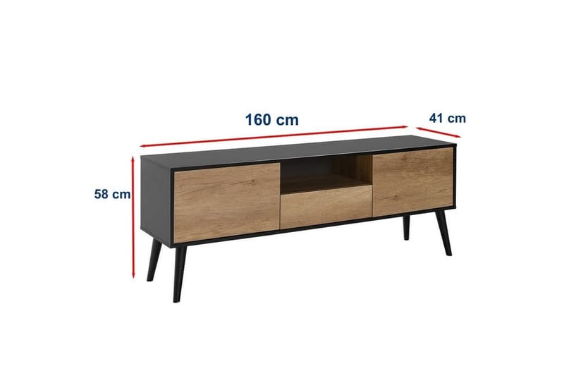 TV-bänk Sosan Svart / Taupe - Taupe/Svart - Möbler - Vardagsrum - Tv-möbler & mediamöbler - Tv-bänkar