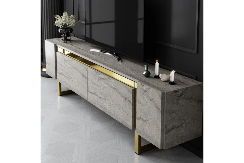 TV-bänk Sozi Travertin / Rany - Travertin / Rany - Möbler - Vardagsrum - Tv-möbler & mediamöbler - Tv-bänkar