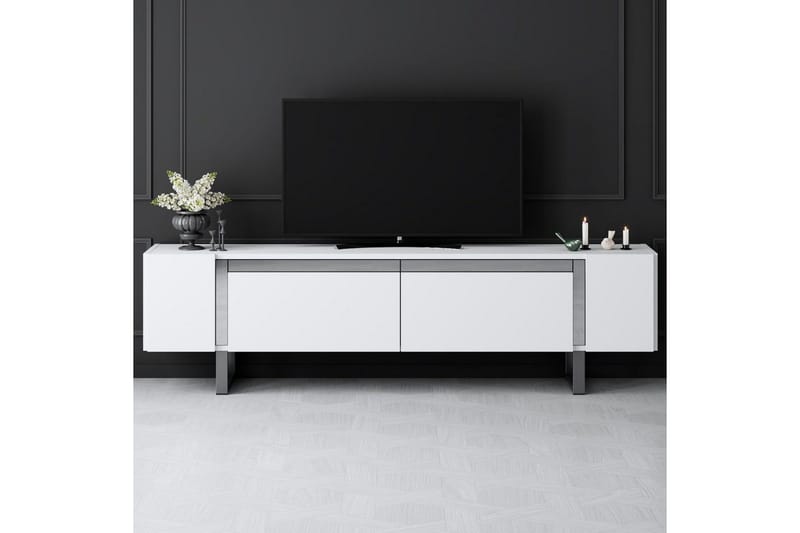 TV-bänk Sozi Vit / Argentu - Vit / Argentu - Möbler - Vardagsrum - Tv-möbler & mediamöbler - Tv-bänkar