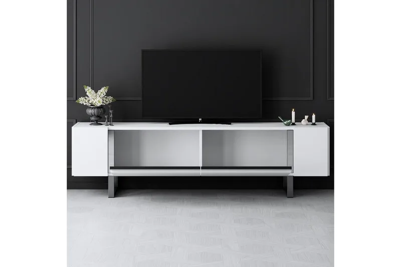 TV-bänk Sozi Vit / Argentu - Vit / Argentu - Möbler - Vardagsrum - Tv-möbler & mediamöbler - Tv-bänkar