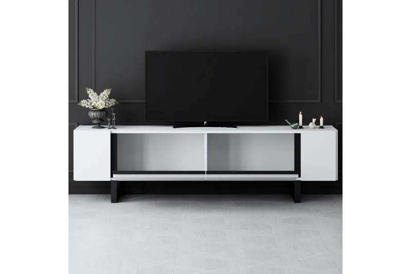 TV-bänk Sozi Vit / Svart - Vit / Svart - Möbler - Vardagsrum - Tv-möbler & mediamöbler - Tv-bänkar