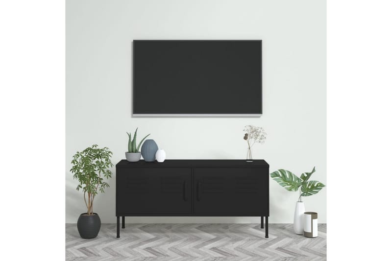 Tv-bänk svart 105x35x50 cm stål - Svart - Tv-bänkar